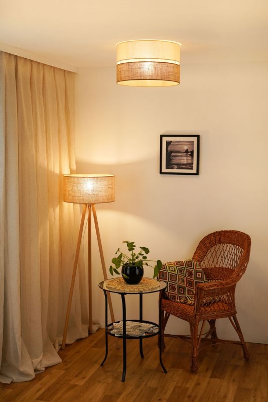 Lampa sufitowa Duolla Royal 1-punktowa E27 juta / beżowa