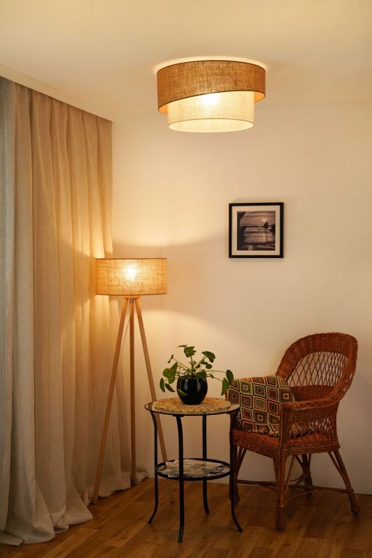 Lampa sufitowa Duolla Shine 1-punktowa E27 juta / biała juta