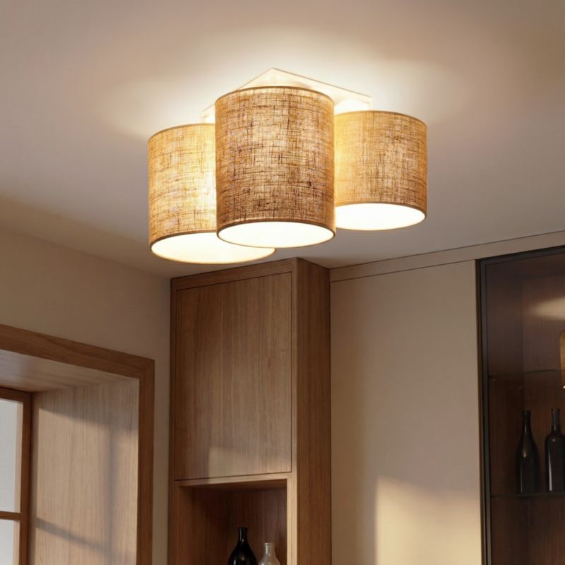 Lampa sufitowa Duolla Spider 3-punktowa E27 beżowa / juta