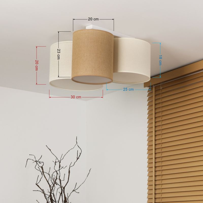 Lampa sufitowa Duolla Spider 3-punktowa E27 beżowa / juta