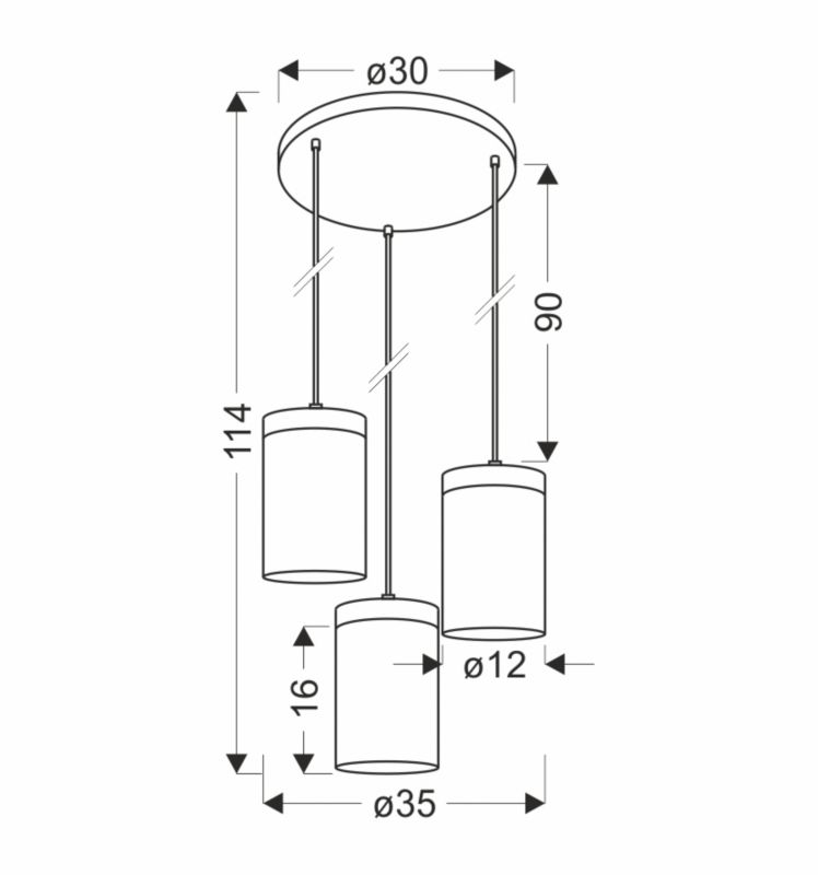 Lampa sufitowa dymione klosze Candellux Wels czarna 3xE27x40W IP20 wym:114x35x35cm - 1 szt.