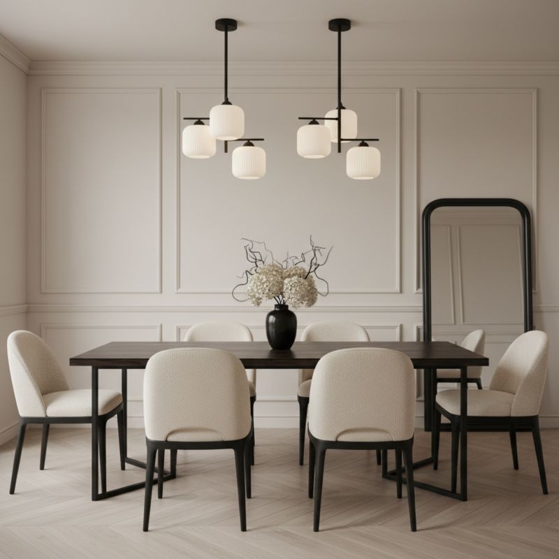 Lampa sufitowa EDYLIT czarna białe prążkowane klosze loft 3xE27 15-449 PABLO 1 szt.