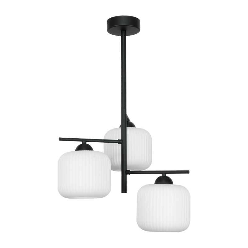 Lampa sufitowa EDYLIT czarna białe prążkowane klosze loft 3xE27 15-449 PABLO 1 szt.