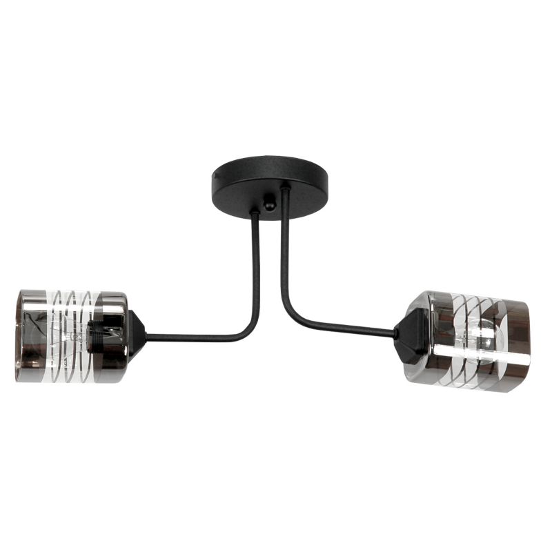 Lampa sufitowa EDYLIT czarna szklane klosze z srebrnymi elementami glamour nowoczesna 2xE27 ENOLI 15-478 1 szt.