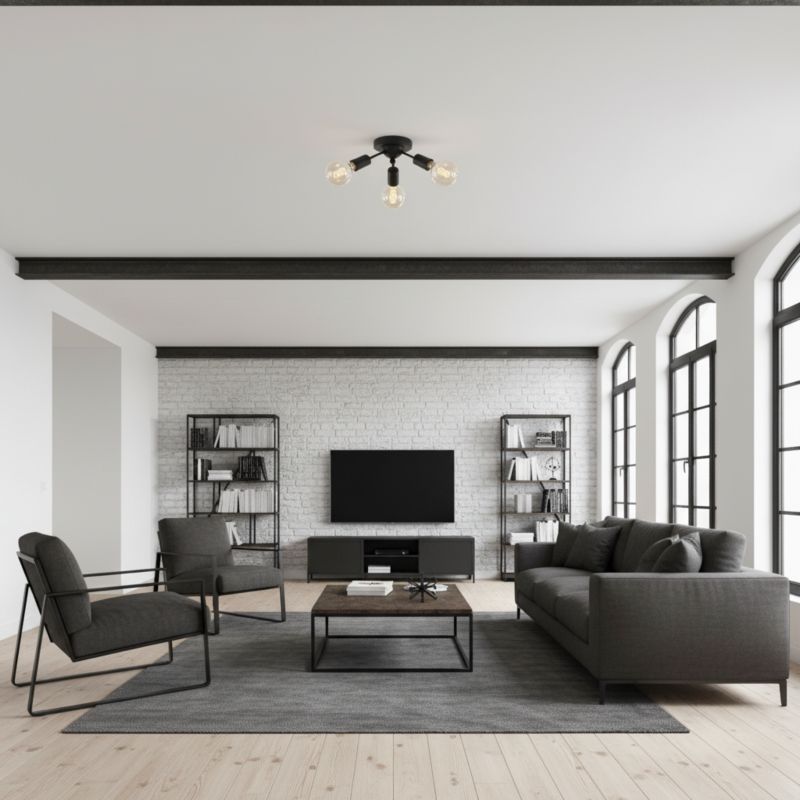 Lampa sufitowa EDYLIT plafon 3xE27 czarna odkryte żarówki loft industrial MORGANA 13-152 1 szt.