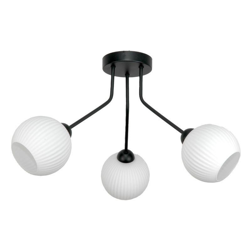 Lampa sufitowa EDYLIT żyrandol 3xE27 czarna białe kule nowoczesna minimalistyczna ITAL 15-212 1 szt.