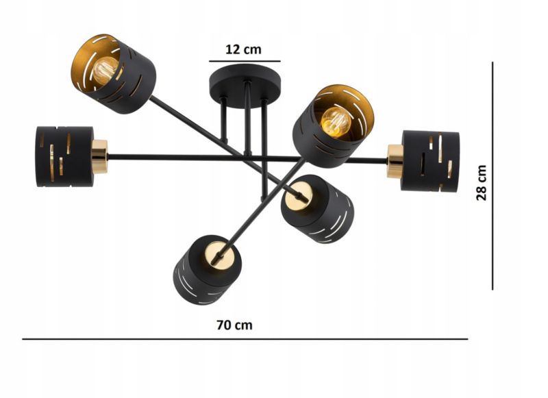 Lampa Sufitowa Elko-Lighting 6-Punktowa X Vox E27 czarny 1 szt