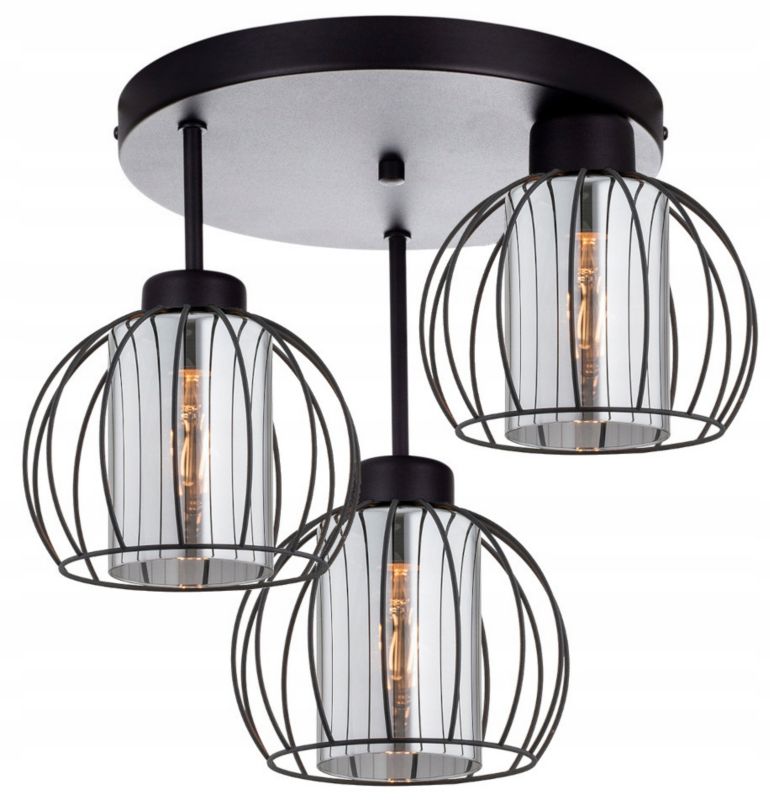 Lampa Sufitowa Elko-Lighting Plafon 3-Punktowy Viron E27 czarny 1 szt