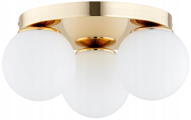 Lampa Sufitowa Elko-Lighting Plafon 3-Punktowy Złoty Białe Szklane Kule MIlo E27 1 szt