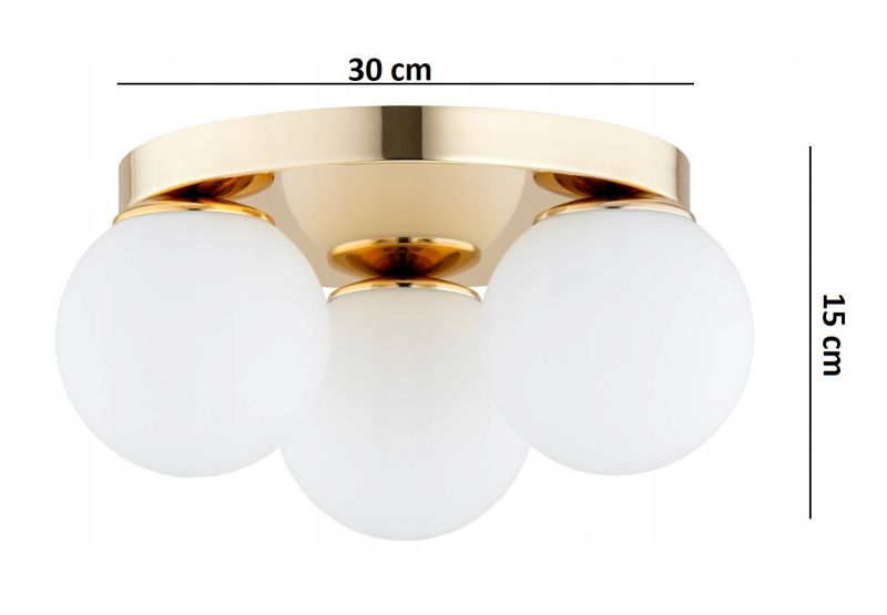 Lampa Sufitowa Elko-Lighting Plafon 3-Punktowy Złoty Białe Szklane Kule MIlo E27 1 szt
