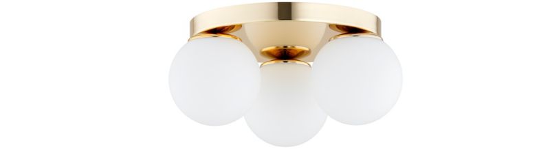 Lampa Sufitowa Elko-Lighting Plafon 3-Punktowy Złoty Białe Szklane Kule MIlo E27 1 szt