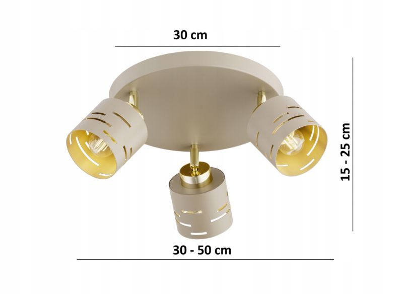 Lampa Sufitowa Elko-Lighting Plafon Regulowany 3-Punktowy Vox E27 beżowy 1 szt