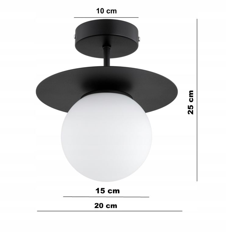 Lampa Sufitowa Elko-Lighting Szklana Kula Nox 1x E27 czarny 1 szt