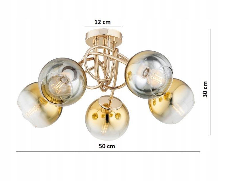 Lampa Sufitowa Elko-Lighting Żyrandol Skręt 5-Punktowy E27 Ombre 1 szt
