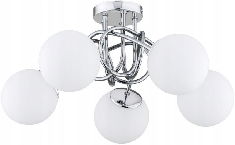 Lampa Sufitowa Elko-Lighting Żyrandol Skręt 5-Punktowy Milo Chrom Kule Białe E27 srebrny 1 szt
