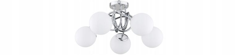 Lampa Sufitowa Elko-Lighting Żyrandol Skręt 5-Punktowy Milo Chrom Kule Białe E27 srebrny 1 szt