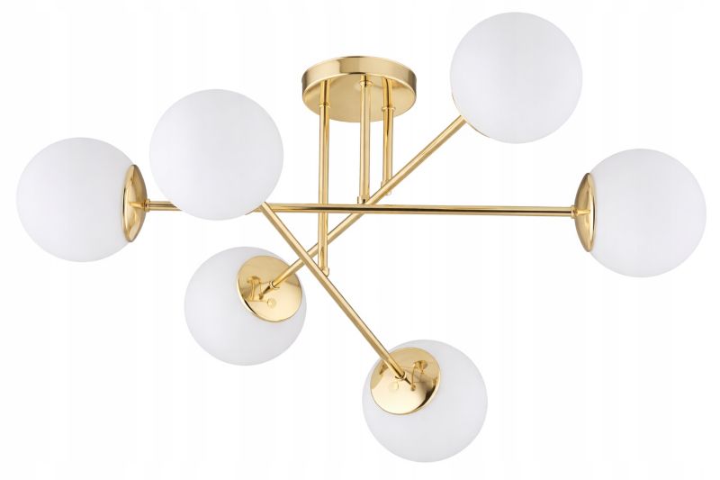 Lampa Sufitowa Elko-Lighting Złota 6-Punktowa X Białe Szklane Kule Mlo E27 1 szt
