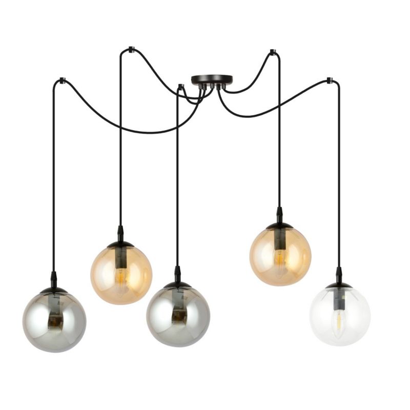 Lampa sufitowa Emibig Gigi czarna-wielokolorowy wym: 200 x 200 x 14 cm 5xE14 x 10W 1 szt.