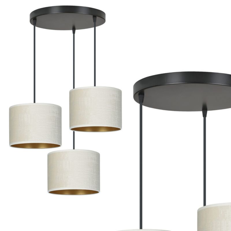 Lampa sufitowa Emibig Hilde czarno-beżowa-złota tekstylne abażury 3xE27 x 15W 1 szt.