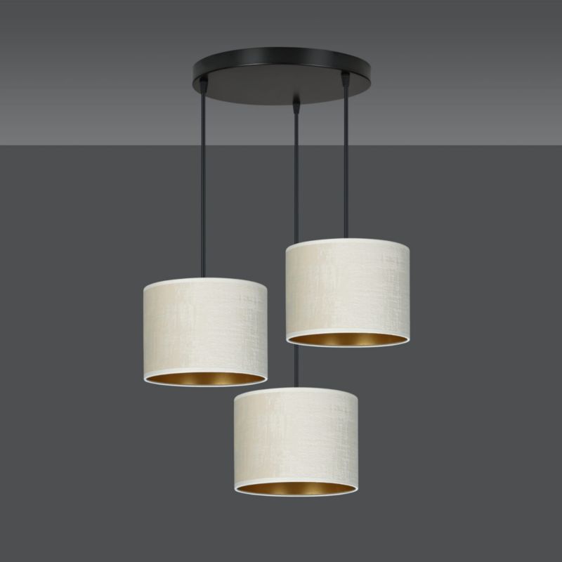 Lampa sufitowa Emibig Hilde czarno-beżowa-złota tekstylne abażury 3xE27 x 15W 1 szt.