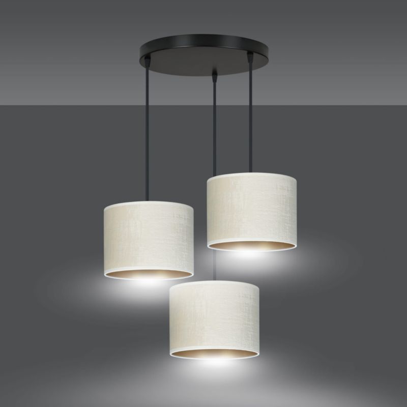 Lampa sufitowa Emibig Hilde czarno-beżowa-złota tekstylne abażury 3xE27 x 15W 1 szt.
