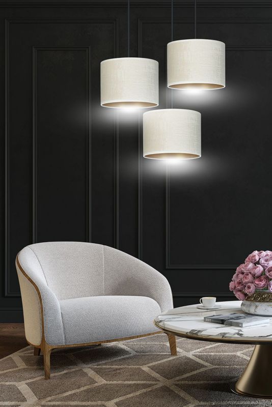 Lampa sufitowa Emibig Hilde czarno-beżowa-złota tekstylne abażury 3xE27 x 15W 1 szt.