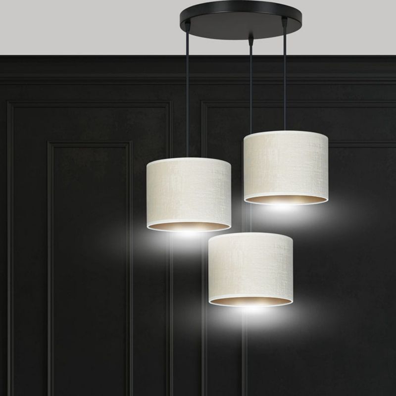 Lampa sufitowa Emibig Hilde czarno-beżowa-złota tekstylne abażury 3xE27 x 15W 1 szt.
