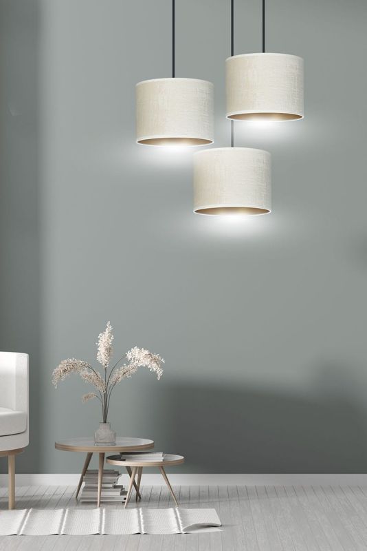 Lampa sufitowa Emibig Hilde czarno-beżowa-złota tekstylne abażury 3xE27 x 15W 1 szt.