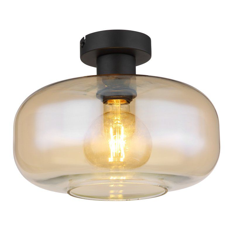 Lampa sufitowa Globo GIUSEPPE 15566DA czarny mat / bursztynowe szkło E27 40W 1 szt.