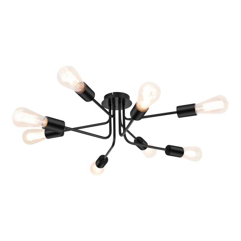 Lampa sufitowa GoodHome Ghlin 8-punktowa E27 czarny mat
