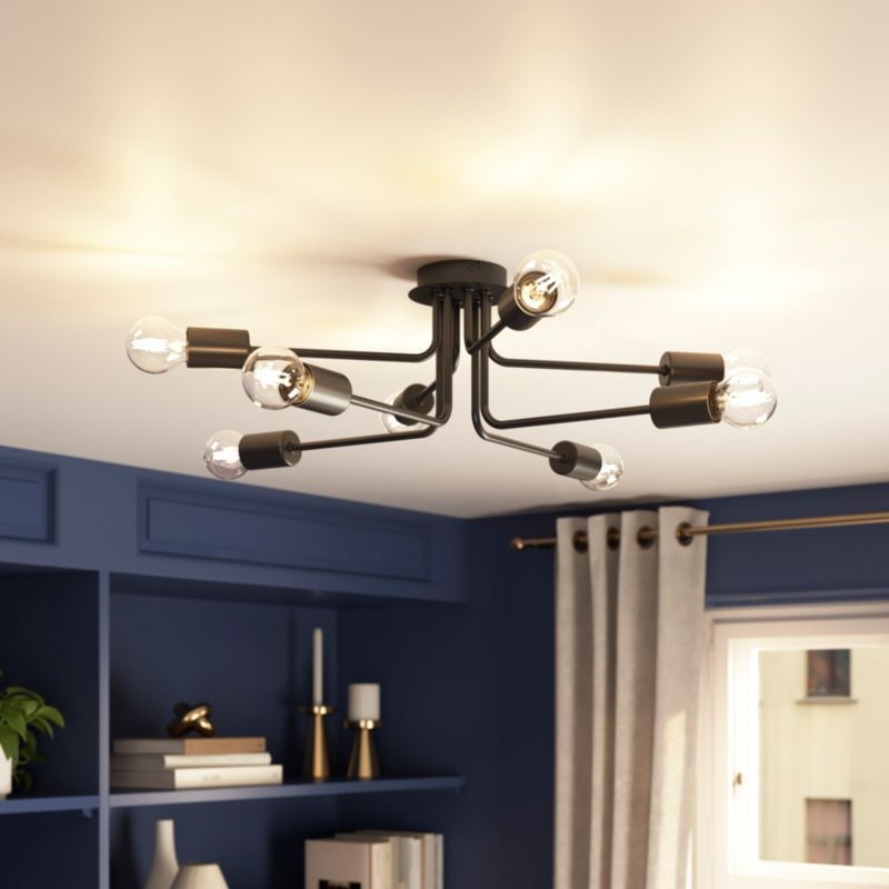Lampa sufitowa GoodHome Ghlin 8-punktowa E27 czarny mat