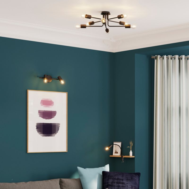 Lampa sufitowa GoodHome Ghlin 8-punktowa E27 czarny mat