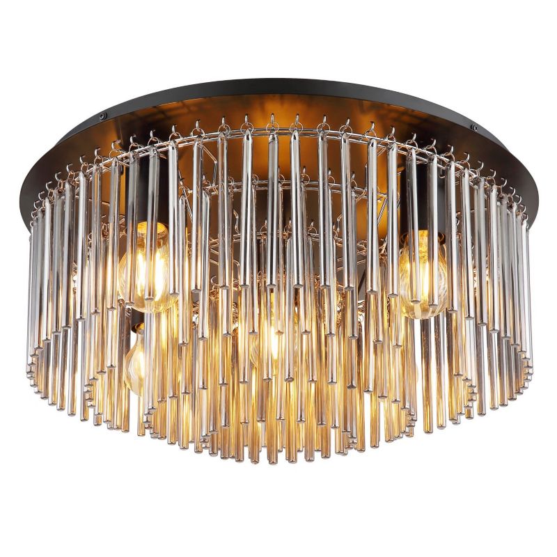 Lampa sufitowa GORLEY 15698D1 czarna mat Globo Lighting 5xE27 50 cm metal szkło dymione 1 szt.