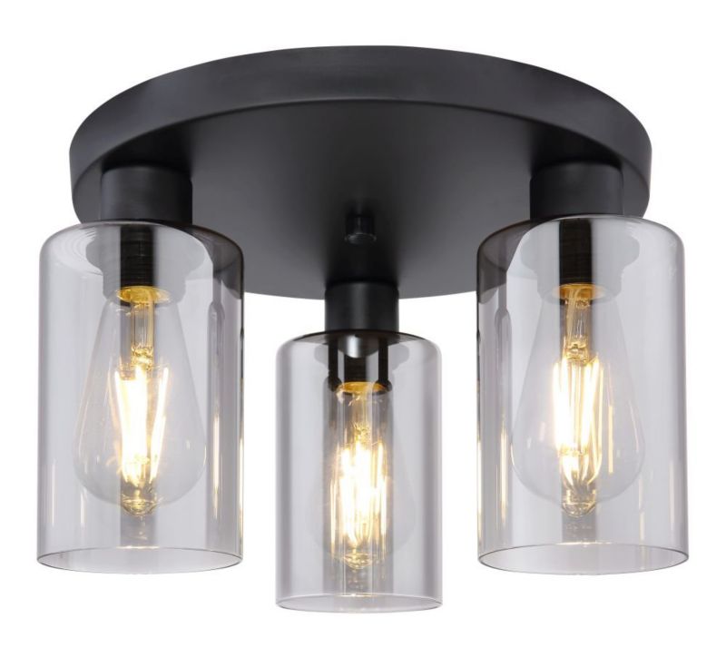 Lampa sufitowa HADERA 15465-3D czarna przydymione szkło Globo Lighting 1 szt.