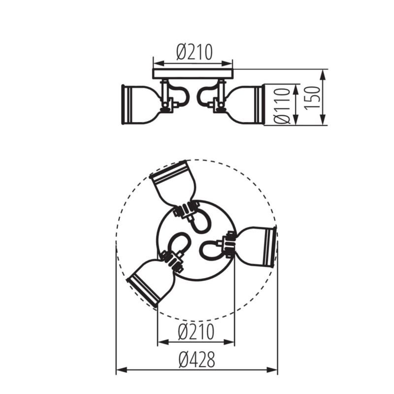 Lampa sufitowa Kanlux Derato  biała wym: 15 x 42,8 x 11 cm 3xE14 x 8W 1 szt.