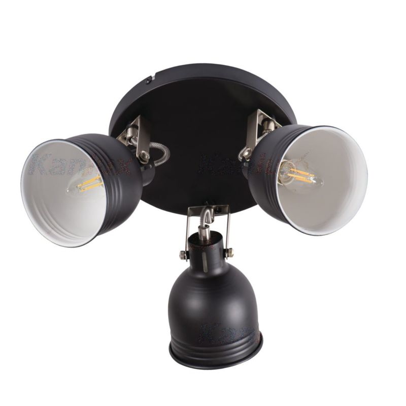 Lampa sufitowa Kanlux Derato  czarna wym: 15 x 42,8 x 11 cm 3xE14 x 8W 1 szt.