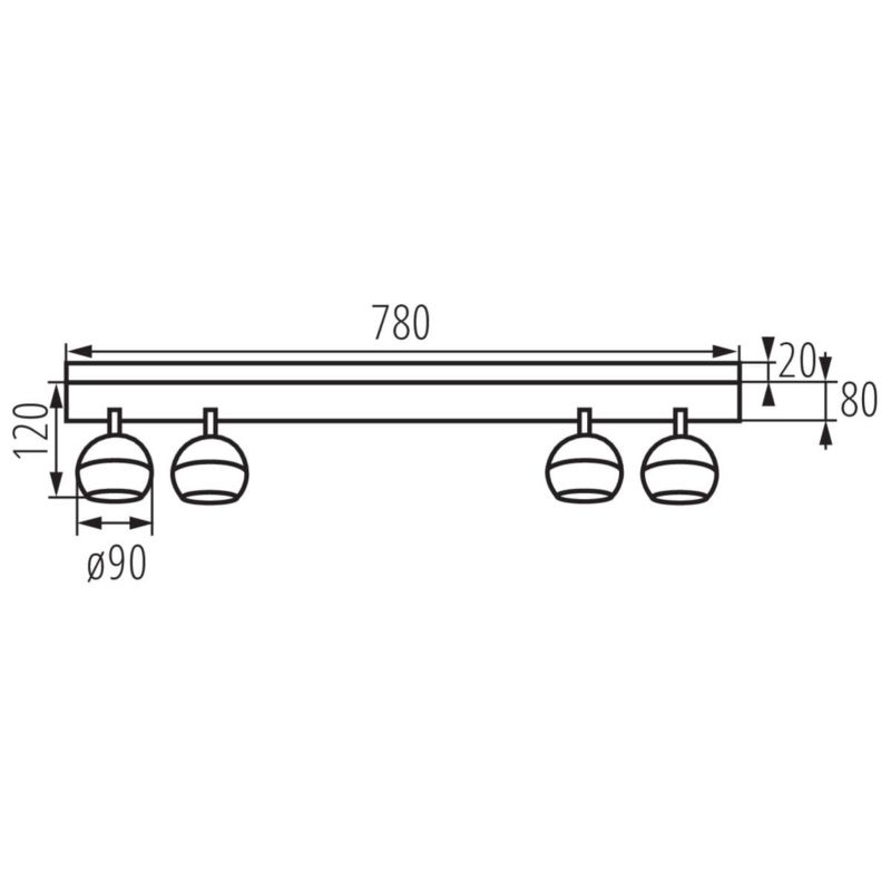 Lampa sufitowa Kanlux Galoba czarna  4 x GU10 x 35W wym: 8 x 78 cm - 1 szt.
