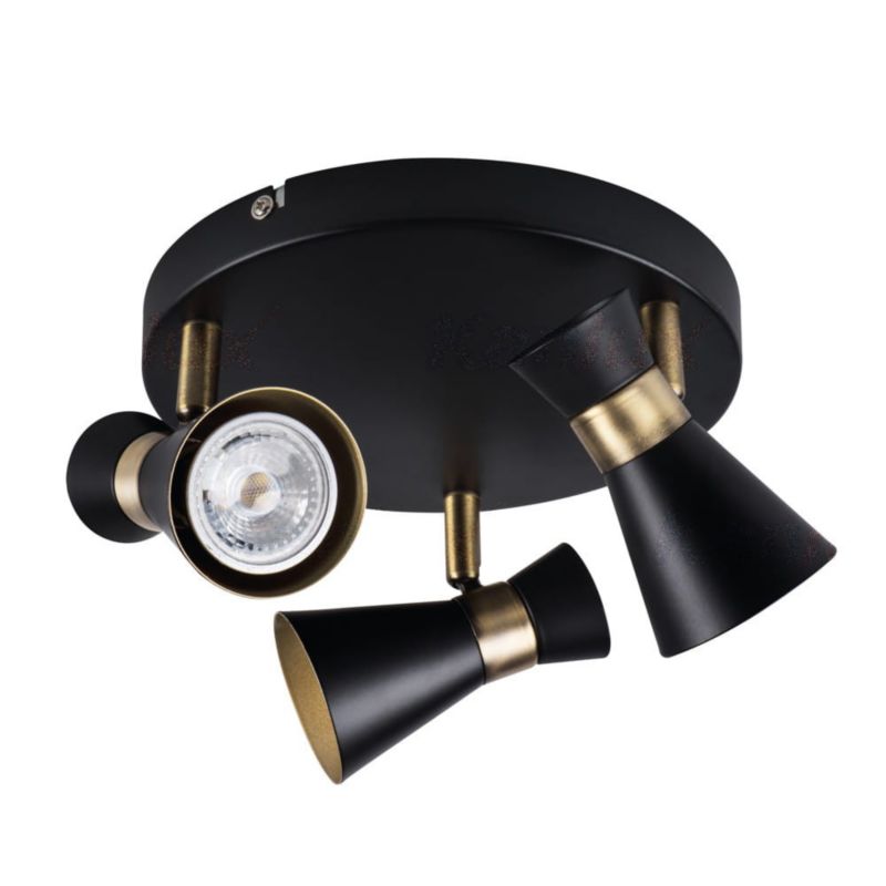 Lampa sufitowa Kanlux Mileno czarna-złoto  3 x GU10 x 35W wym: 20 x 20 cm - 1 szt.
