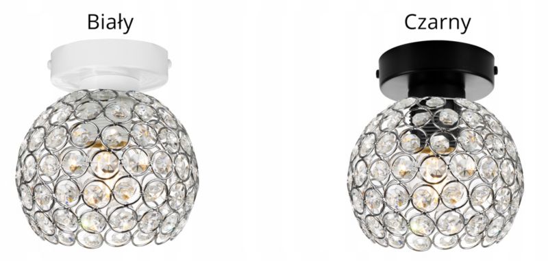 Lampa sufitowa kinkiet Light Home LH Crystal 1x E27 60W czarny/srebrny 1szt.
