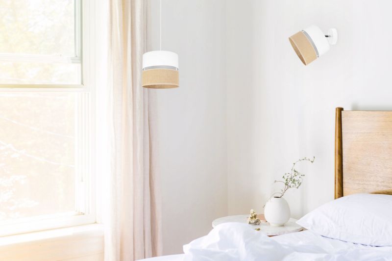 Lampa sufitowa kinkiet Light Home LH Juta 1x E27 60W abażur 20cm tkanina biały 1szt.