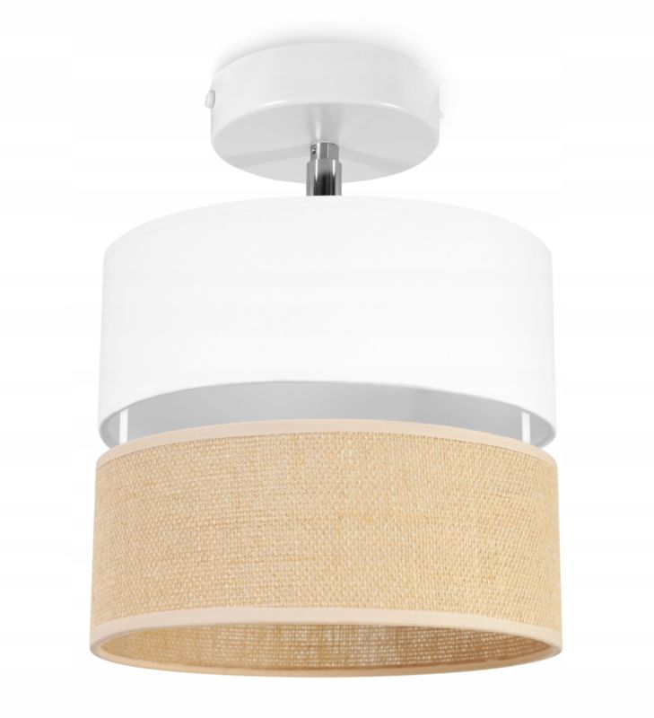 Lampa sufitowa kinkiet Light Home LH Juta 1x E27 60W abażur 20cm tkanina biały 1szt.