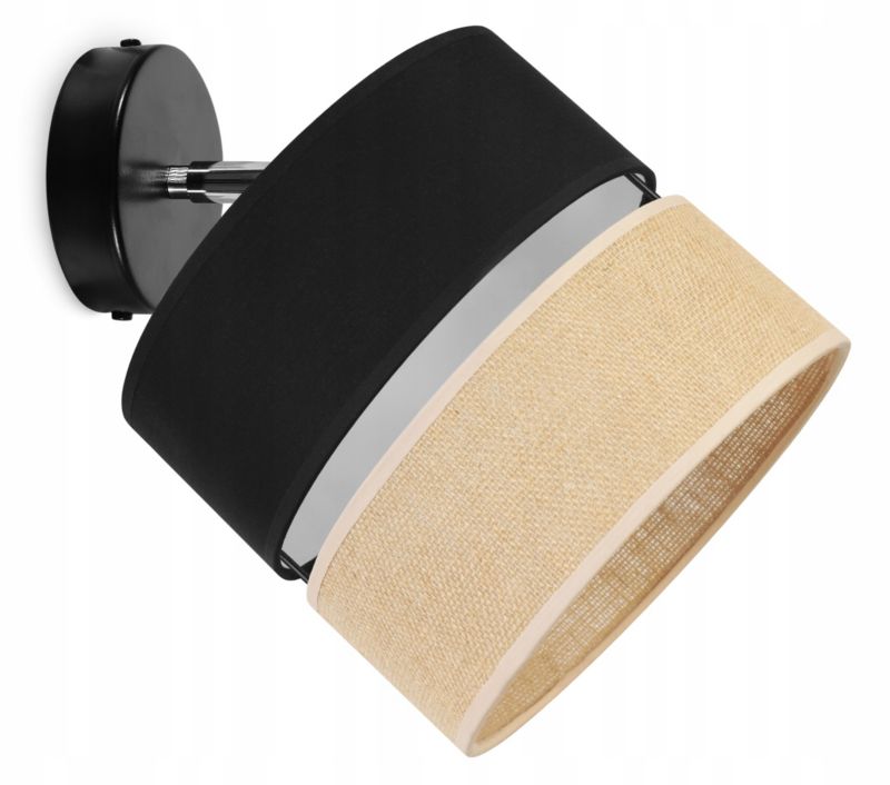 Lampa sufitowa kinkiet Light Home LH Juta 1x E27 60W abażur 20cm tkanina czarny 1szt.