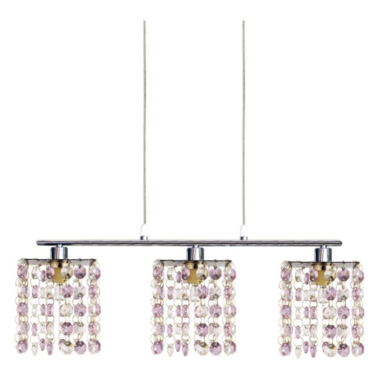 Lampa sufitowa kryształki fiolet Candellux Classic chromowana-srebrna 3xG9x40W IP20 wym:70x52x10cm - 1 szt.