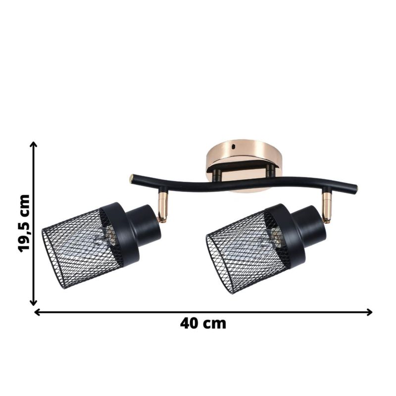 Lampa sufitowa Lampex Giassi złoto-czarna Listwa z lampami 2 x E14 x 60W wym: 19,5 x  cm - 1 szt.