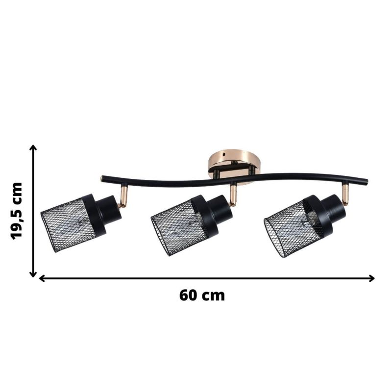 Lampa sufitowa Lampex Giassi złoto-czarna wym: 19,5 x 60 cm 3xE14 x 60W 1 szt.