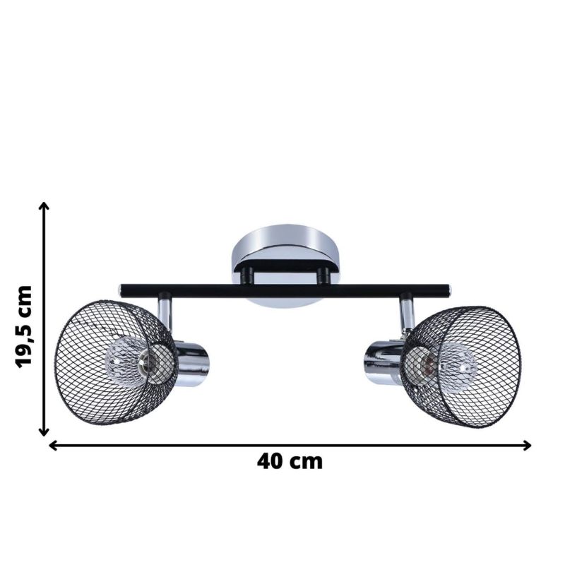 Lampa sufitowa Lampex Roni chromowana czarna wym: 19,5 x 40 cm 2xE14 x 60W 1 szt.