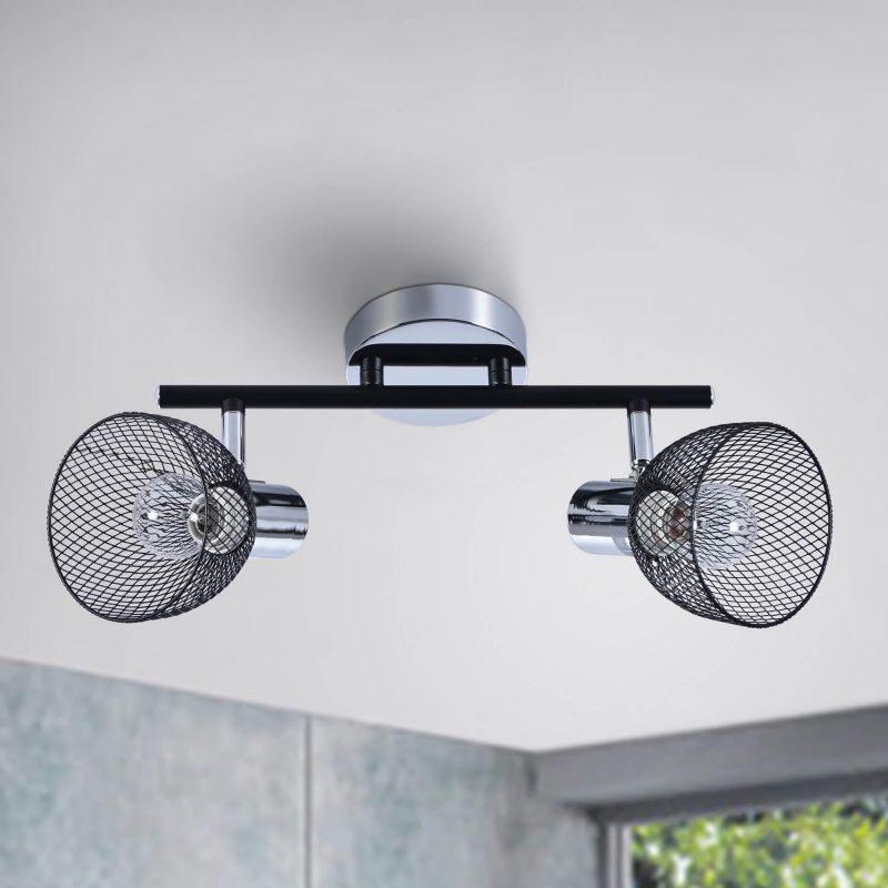 Lampa sufitowa Lampex Roni chromowana czarna wym: 19,5 x 40 cm 2xE14 x 60W 1 szt.