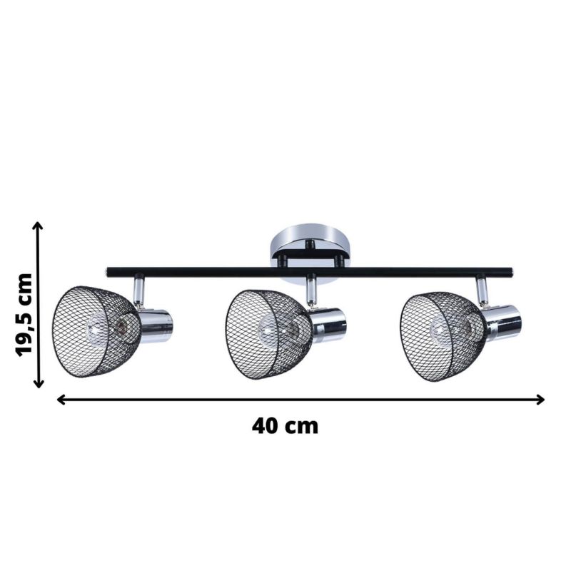 Lampa sufitowa Lampex Roni chromowana czarna wym: 19,5 x 57 cm 3xE14 x 60W 1 szt.