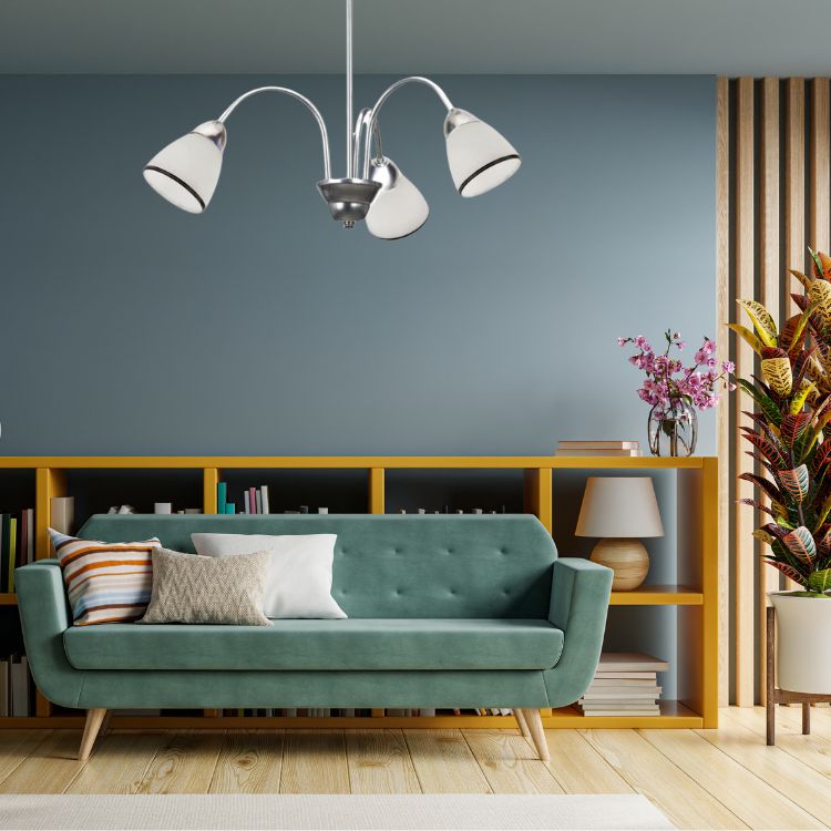Lampa sufitowa Lampex Wezuwio srebrno-biała wym 40 x 60 x 60 cm 3xE27 x 60W 1 szt.