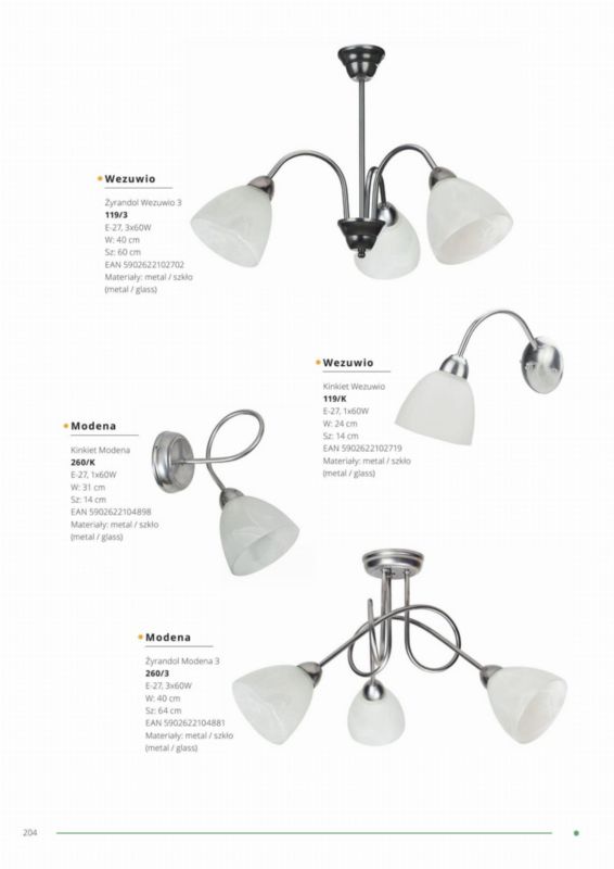 Lampa sufitowa Lampex Wezuwio srebrno-biała wym 40 x 60 x 60 cm 3xE27 x 60W 1 szt.